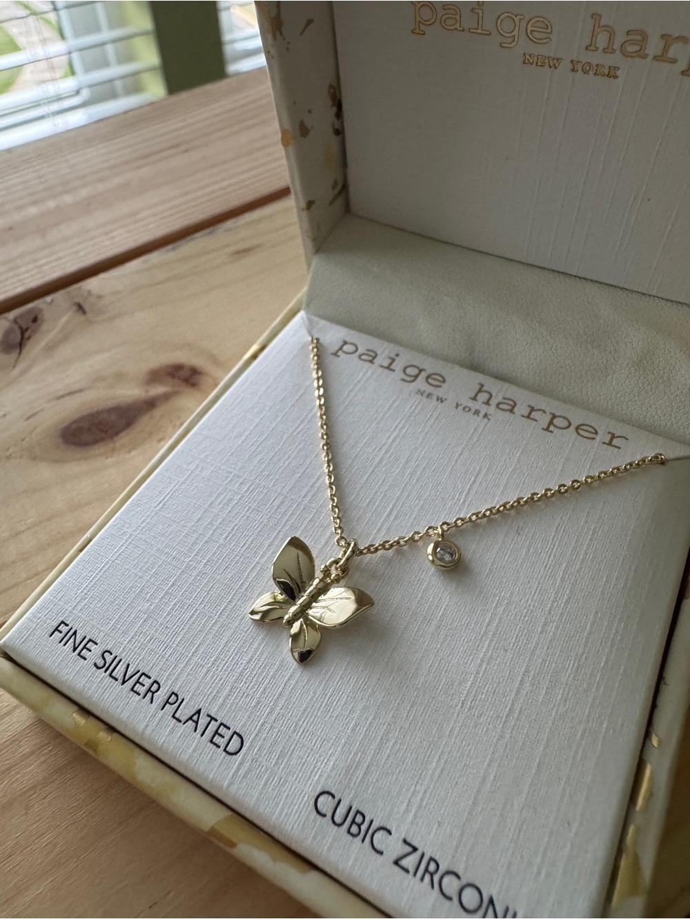 Paige Harper NY Silver Plated Butterfly Necklace with Cubic Zirconia Stone